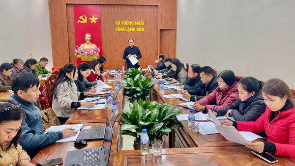 UBND xã Thống Nhất tổ chức cuộc họp Tổ biên tập, soạn thảo Nghị quyết của Hội đồng nhân dân xã về Quyết định các biện pháp bảo đảm thực hiện dân chủ ở cơ sở,