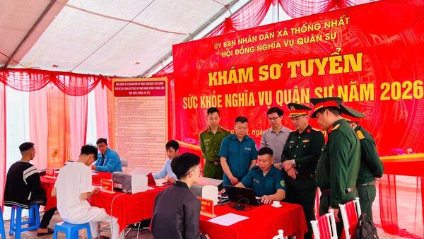 THANH NIÊN XÃ THỐNG NHẤT HĂNG HÁI THAM GIA KHÁM SƠ TUYỂN SỨC KHỎE NGHĨA VỤ QUÂN SỰ NĂM 2026