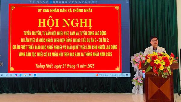 UBND xã Thống Nhất tổ chức Hội nghị tuyên truyền, tư vấn giới thiệu việc làm và tuyển dụng lao động đi làm việc ở nước ngoài theo hợp đồng